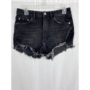 ⭐️ Zara Shorts High Rise Distressed Denim Black Grunge Indie Sleaze Festival